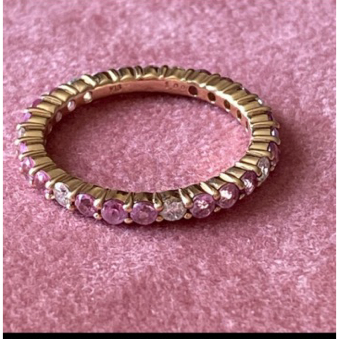 K18 フルエタニティ 1.0ctピンクサファイヤ ダイヤモンドリング レディースのアクセサリー(リング(指輪))の商品写真