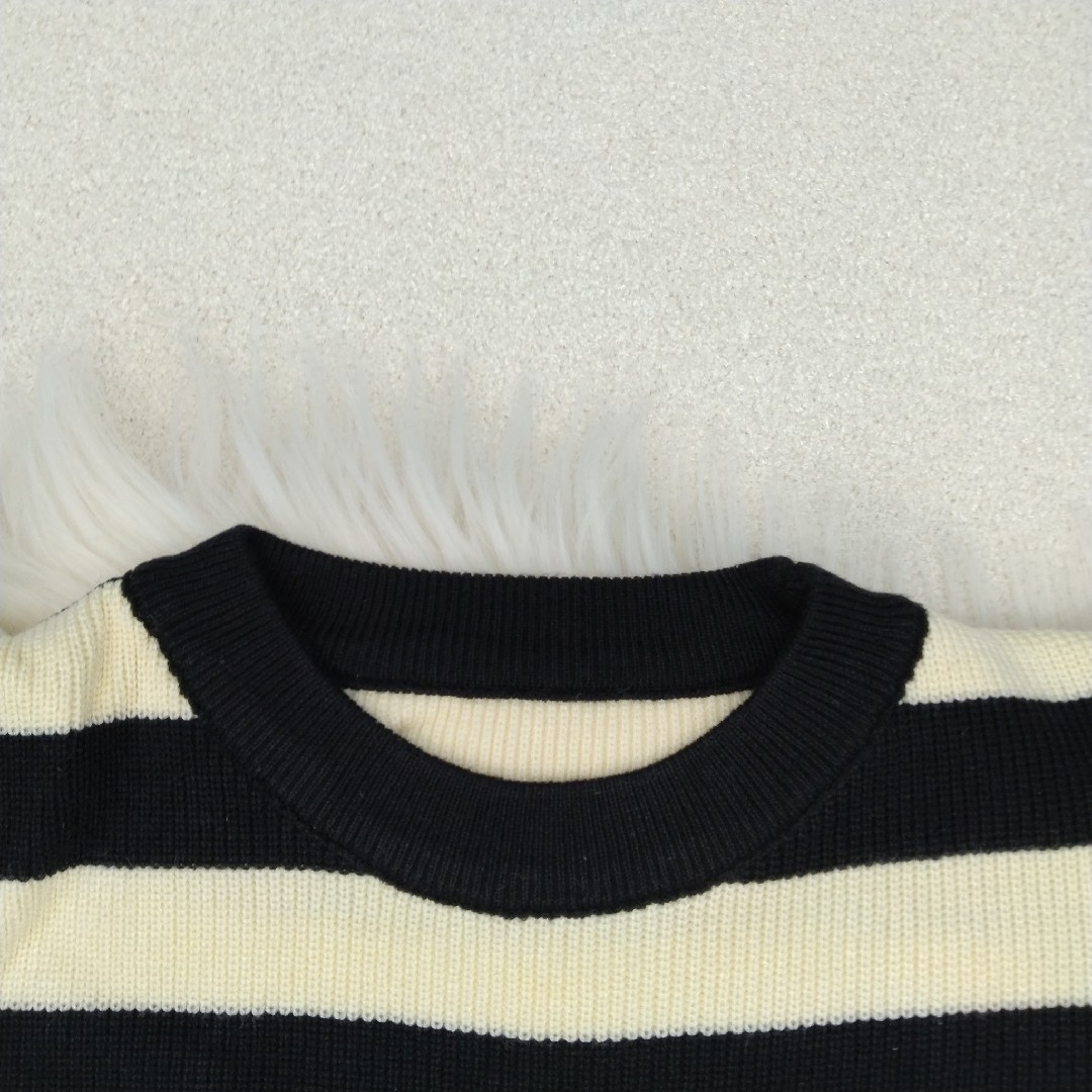 ボーダー柄 長袖 ラウンドネック セーター♡ホワイト＆ブラック 可愛い 春服 レディースのトップス(ニット/セーター)の商品写真