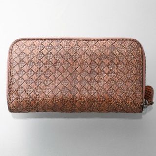 ボッテガヴェネタ(Bottega Veneta)のK3457 ボッテガ イントレ 高級本革 スネーク ラウンドファスナー 長財布(財布)