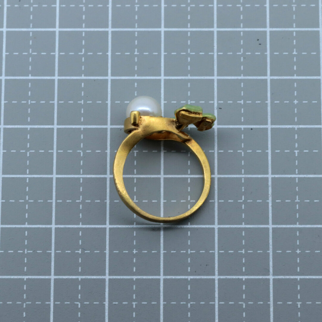 やや傷や汚れあり マリエラ パール クローバー リング 指輪 AN061 8号 K18YG(18金 イエローゴールド) レディースのアクセサリー(リング(指輪))の商品写真