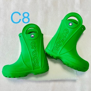 クロックス(crocs)のクロックス　キッズ　長靴　グリーン　c8(長靴/レインシューズ)