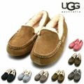 【BLACK】アグ モカシン レディース アンスレー ムートン スエード スリッポン シープスキン ベージュ ブラック グレー 茶 黒 UGG ANSLEY【送料無料】