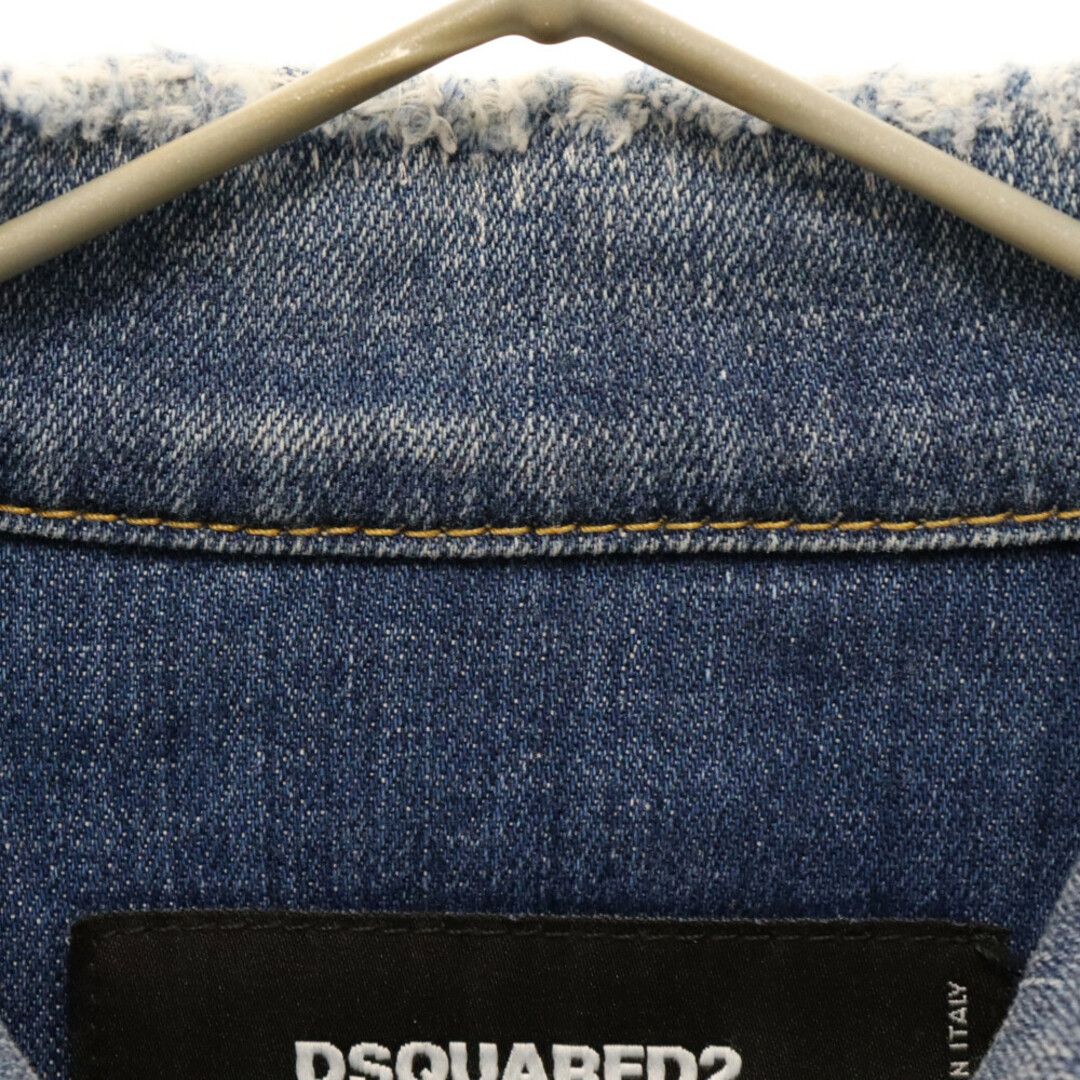 DSQUARED2(ディースクエアード)のDSQUARED2 ディースクエアード ペイント ダメージ加工 デニムジャケット S74AM1174 S30342 インディゴ メンズのジャケット/アウター(Gジャン/デニムジャケット)の商品写真