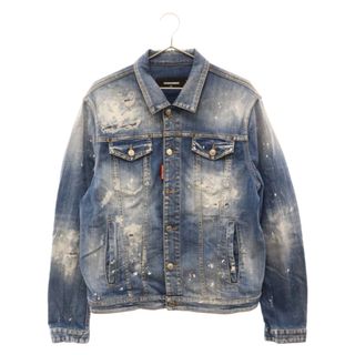 ディースクエアード(DSQUARED2)のDSQUARED2 ディースクエアード ペイント ダメージ加工 デニムジャケット S74AM1174 S30342 インディゴ(Gジャン/デニムジャケット)