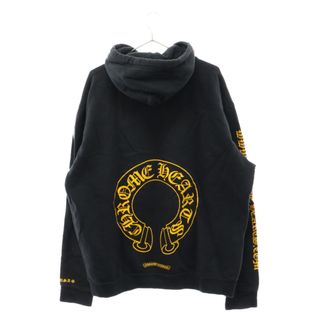 クロムハーツ(Chrome Hearts)のCHROME HEARTS クロムハーツ WWW.CHROMEHEARTS.COM HOODIE オンライン限定ホースシューバックプリントプルオーバーパーカー ブラック/イエロー(パーカー)