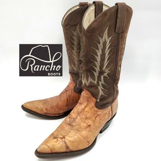 良品メキシコ製★Rancho★約26.5cmレザーウエスタンブーツ茶 SZS62(ブーツ)