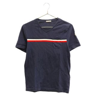 モンクレール(MONCLER)のMONCLER モンクレール MAGLIA SCOLLO A V B10918100100 トリコロール ワッペン Vネック ポケット 半袖Tシャツ ネイビー(Tシャツ/カットソー(半袖/袖なし))