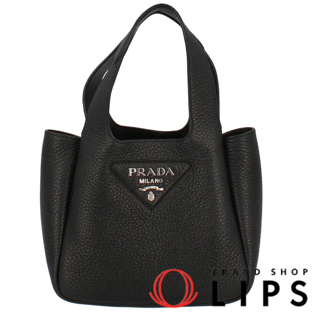 PRADA(プラダ)のプラダ レザーハンドバッグ  1BA349_2DKV_F0002_V_OOO レザー レディースハンドバッグ
 ブラック【中古】 レディースのバッグ(ハンドバッグ)の商品写真