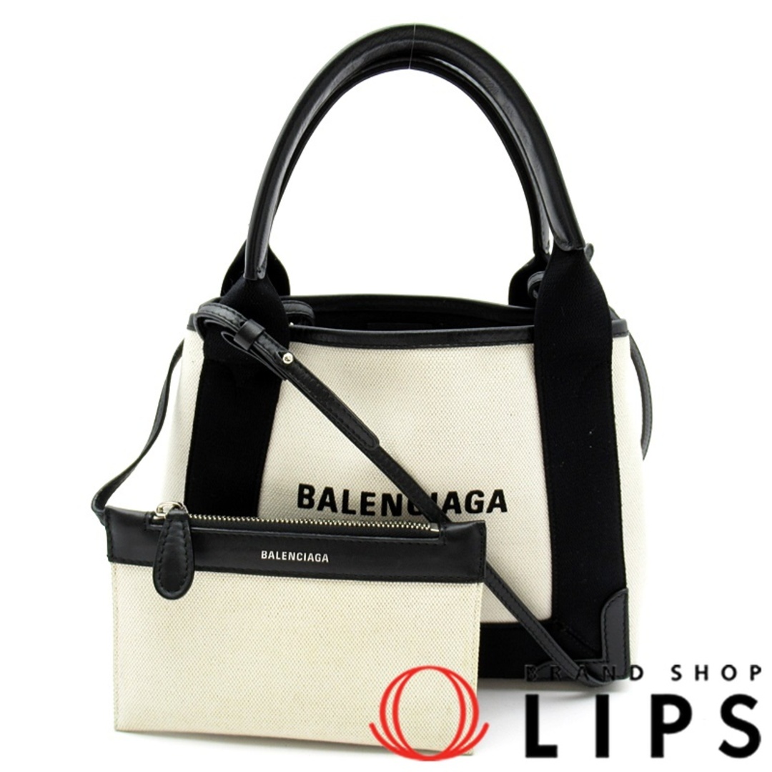 Balenciaga(バレンシアガ)のバレンシアガ ネイビーカバスXS 2WAYハンドバッグ  390346 キャンバス/レザー レディースハンドバッグ
 ベージュ/ブラック【中古】 レディースのバッグ(ハンドバッグ)の商品写真