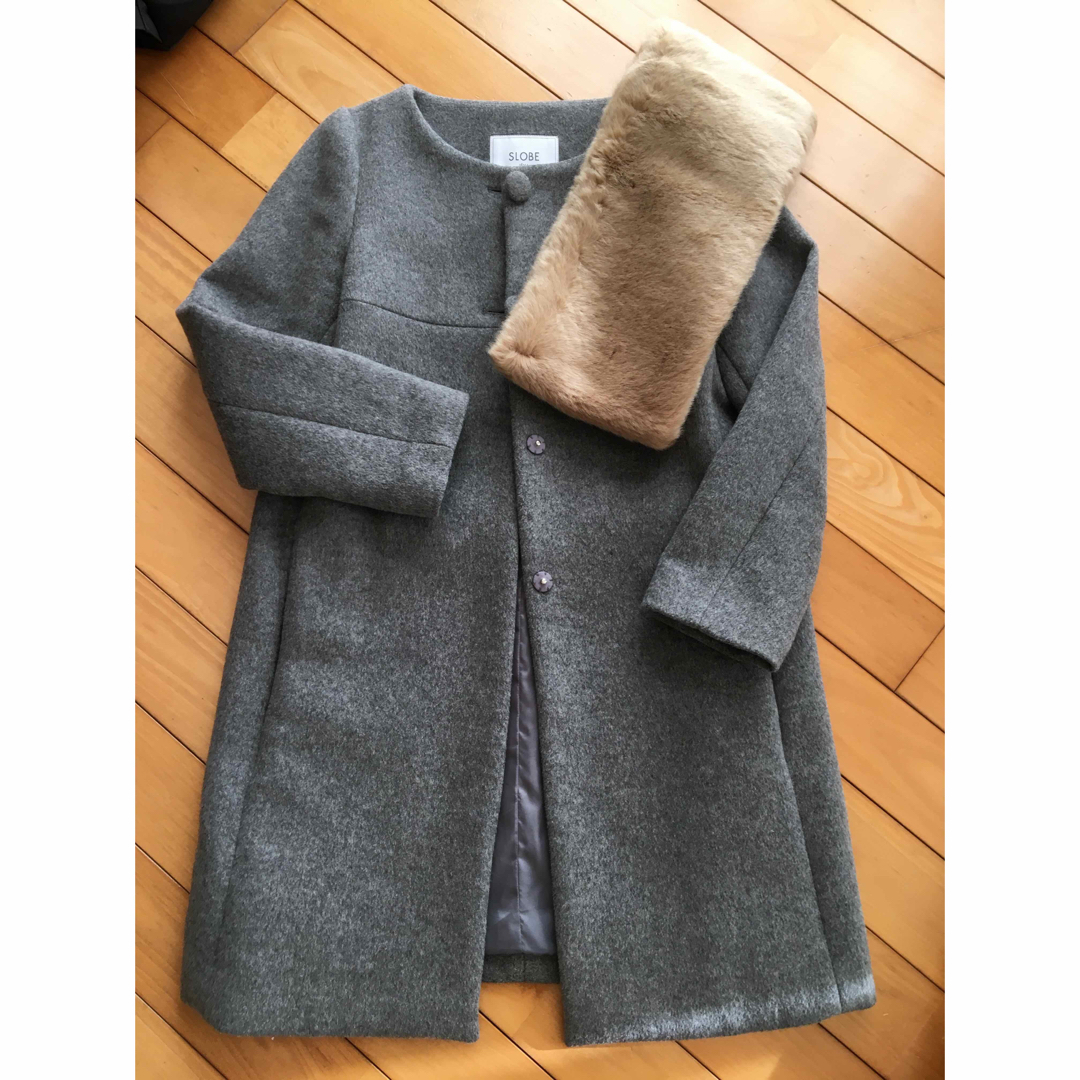 IENA(イエナ)のIENA  ファーマフラー付きコート レディースのジャケット/アウター(ロングコート)の商品写真