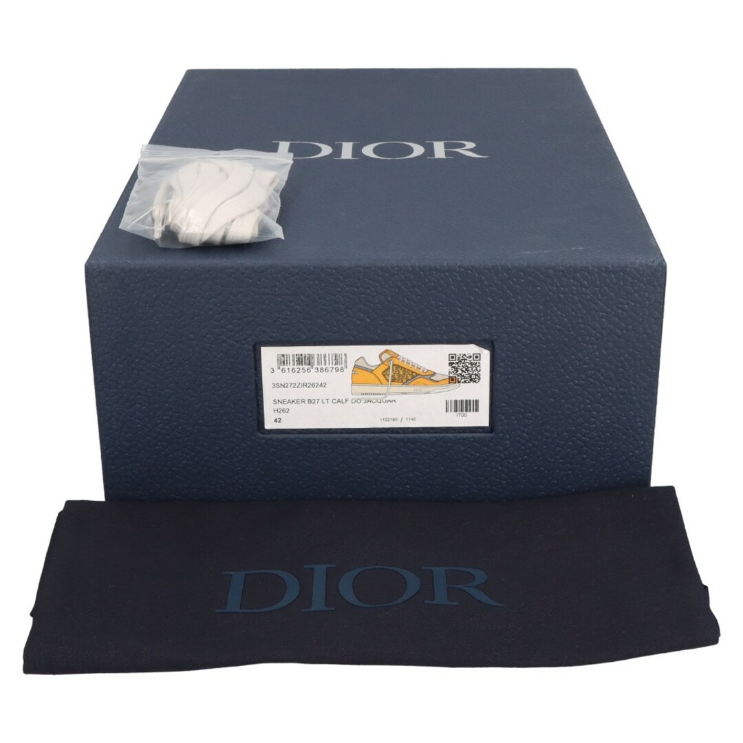 Dior(ディオール)のDIOR ディオール B27 オブリークジャガードスムースレザー ローカットスニーカー イエロー 3SN272ZIR26242 メンズの靴/シューズ(スニーカー)の商品写真