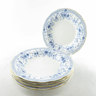 ナルミ(NARUMI)のNARUMI ナルミ ミラノ 深皿 5枚 セット スープ パスタ 青 白 SU5434A2 (食器)