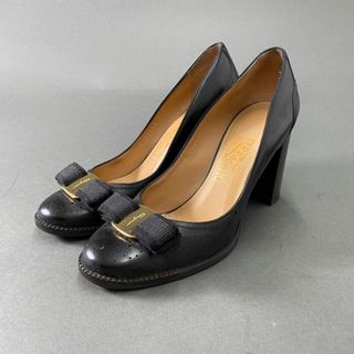 【極美品】フェラガモヴァラパンプス23.5cm黒/ハイヒールFERRAGAMO