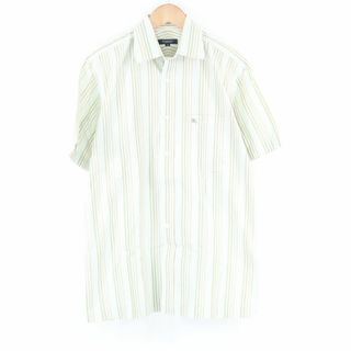 バーバリー(BURBERRY)の美品 BURBERRY バーバリー 半袖シャツ M 綿 コットン ストライプ 緑 ホースマーク メンズ AU2385A44 (Tシャツ/カットソー(半袖/袖なし))