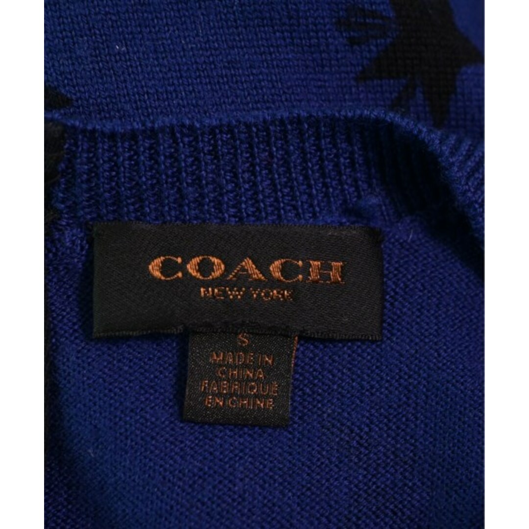 COACH(コーチ)のCOACH コーチ ニット・セーター S 青x黒(星柄) 【古着】【中古】 レディースのトップス(ニット/セーター)の商品写真