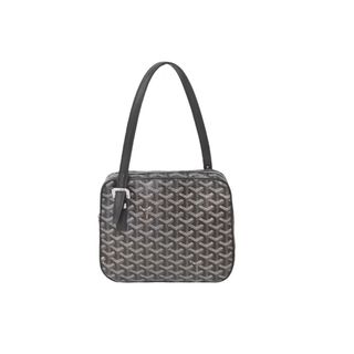 ゴヤール(GOYARD)のGOYARD ゴヤール ヨナGM ショルダーバッグ ブラック レザー コーティングキャンバス 良品 中古 60072(ハンドバッグ)