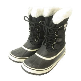 ソレル(SOREL)のソレル ボアブーツ ショートブーツ フェイクファー 黒 白 US7 24cm(ブーツ)