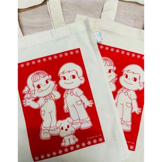 不二家　ペコちゃん　ポコちゃん トートバッグ　2枚入　非売品(キャラクターグッズ)