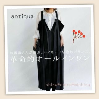 アンティカ(antiqua)の美品 antiqua プリーツオールインワン*サロペットスカート(ロングスカート)