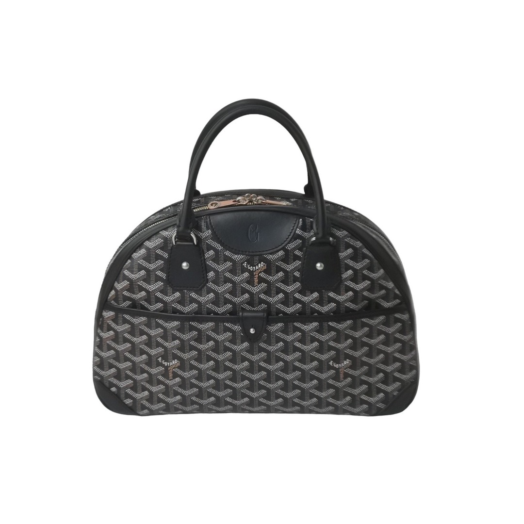 GOYARD(ゴヤール)のGOYARD ゴヤール ハンドバッグ サンジャンヌPM ブラック 廃盤 ゴヤールディンキャンバス レザー シルバー金具 良品 中古 60141 レディースのバッグ(ハンドバッグ)の商品写真