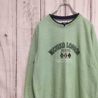 ミチコロンドン(MICHIKO LONDON)の【ミチコロンドン ビッグロゴ刺繍スウェット】90年代 トレーナー L 古着(スウェット)