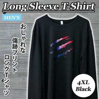 【新品】メンズ 長袖 ロングTシャツ ブラック 4XL(Tシャツ/カットソー(七分/長袖))