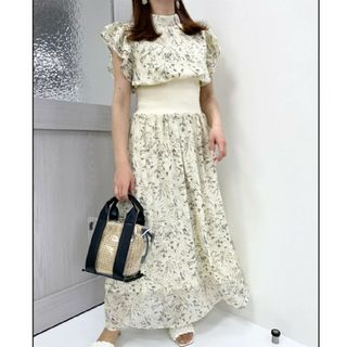 イング(INGNI)の新品 INGNI ウエストリブ 花柄シフォンフリルワンピース(ロングワンピース/マキシワンピース)