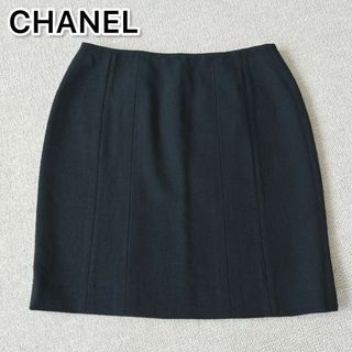 シャネル(CHANEL)のCHANEL ウールスカート　裏地シルク ココマーク　フランス製　サイズ44(ひざ丈スカート)