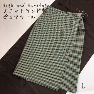 美品★ Highland Heritage 巻スカート  チェック ウール L(ひざ丈スカート)