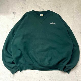 カーハート(carhartt)の【90s USA製 カーハート】肉厚 2XL 刺繍ロゴ 旧ロゴ スウェット 緑(スウェット)