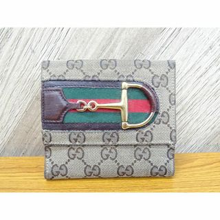 グッチ(Gucci)のK藤021/ グッチ ハスラービット キャンバス レザー 財布 GG柄(折り財布)