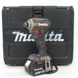 マキタ(Makita)のmakita (マキタ) 18V 6.0Ah 充電式インパクトドライバ オーセンティックレッド ケース・充電器・バッテリ2個セット 動作時甲高い音 手元スイッチ・LEDライト不良 TD171DGXAR 中古(工具)