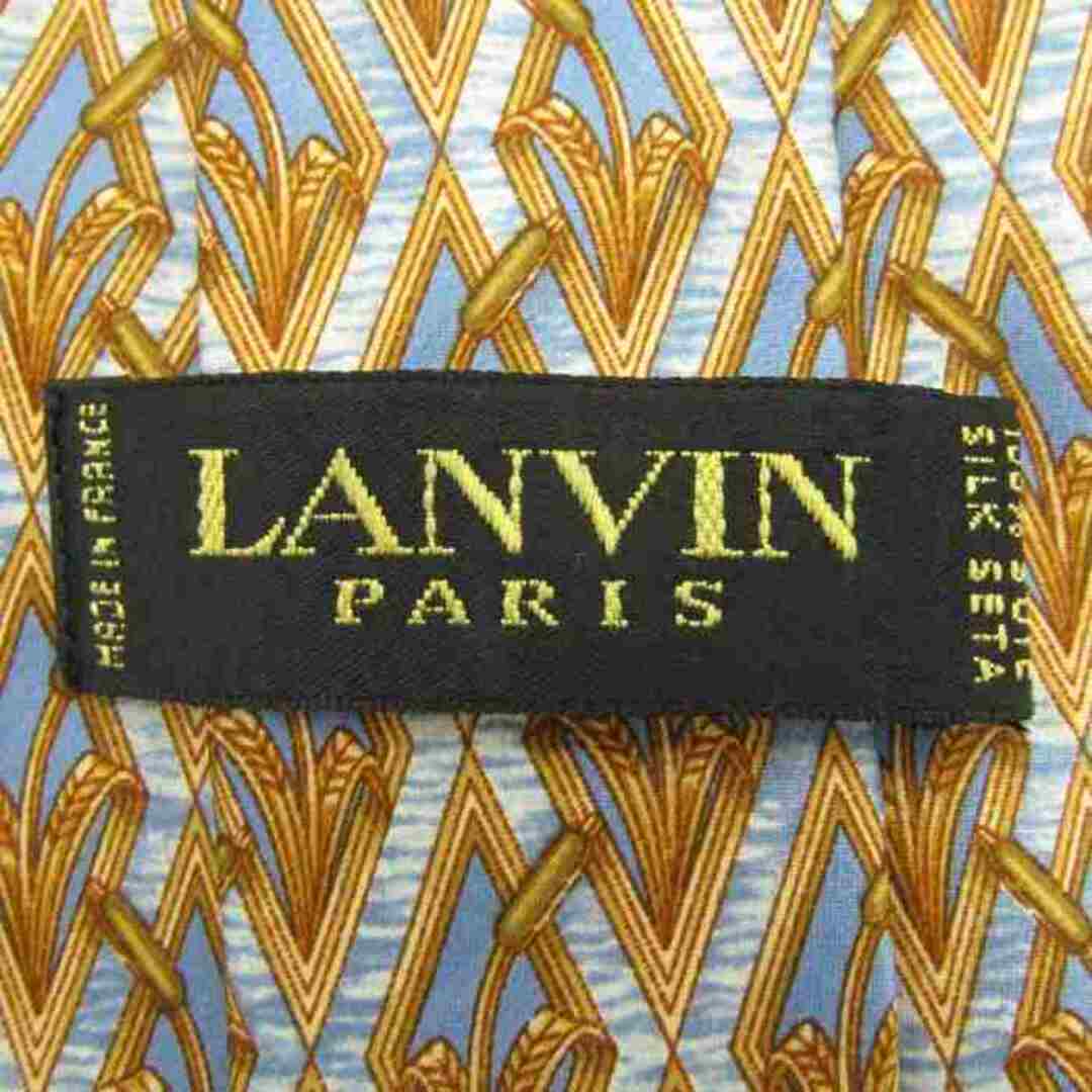 LANVIN(ランバン)のランバン ブランドネクタイ チェック柄 格子柄 パネル柄 シルク フランス製 メンズ ブルー LANVIN メンズのファッション小物(ネクタイ)の商品写真