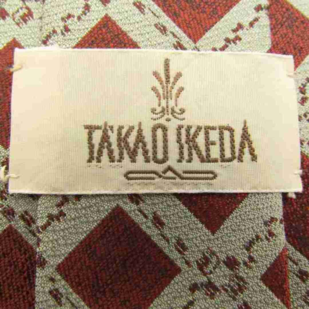 タカオイケダ ブランドネクタイ チェック柄 格子柄 シルク 日本製 メンズ ブラウン TAKAO IKEDA メンズのファッション小物(ネクタイ)の商品写真
