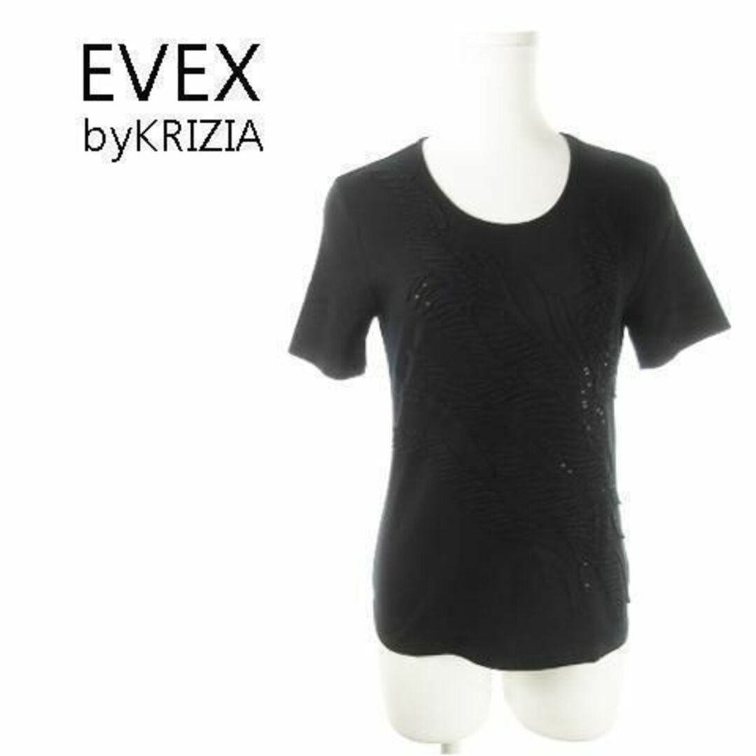 EVEX by KRIZIA(エヴェックスバイクリツィア)のエヴェックス バイ クリツィア 半袖カットソー 40 黒 221028AO7A レディースのトップス(カットソー(半袖/袖なし))の商品写真