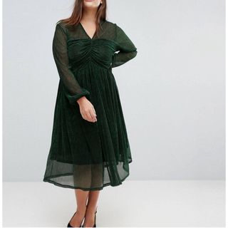 エイソス(asos)の日本未発売【UK18】グリーン ロングワンピース パーティードレス(ロングワンピース/マキシワンピース)