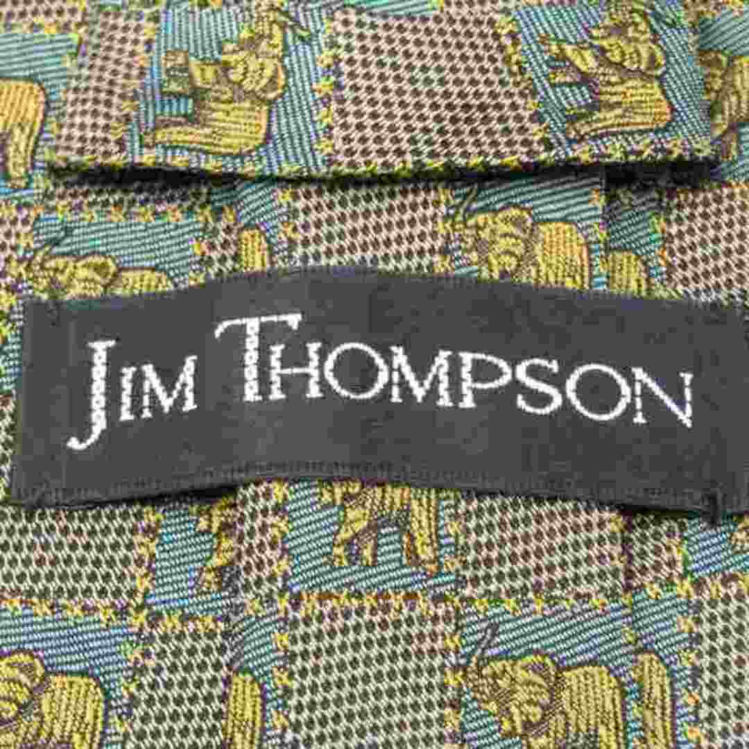 Jim Thompson(ジムトンプソン)のジムトンプソン ブランドネクタイ 格子柄 動物柄 ゾウ シルク タイ製 メンズ カーキ JIM THOMPSON メンズのファッション小物(ネクタイ)の商品写真