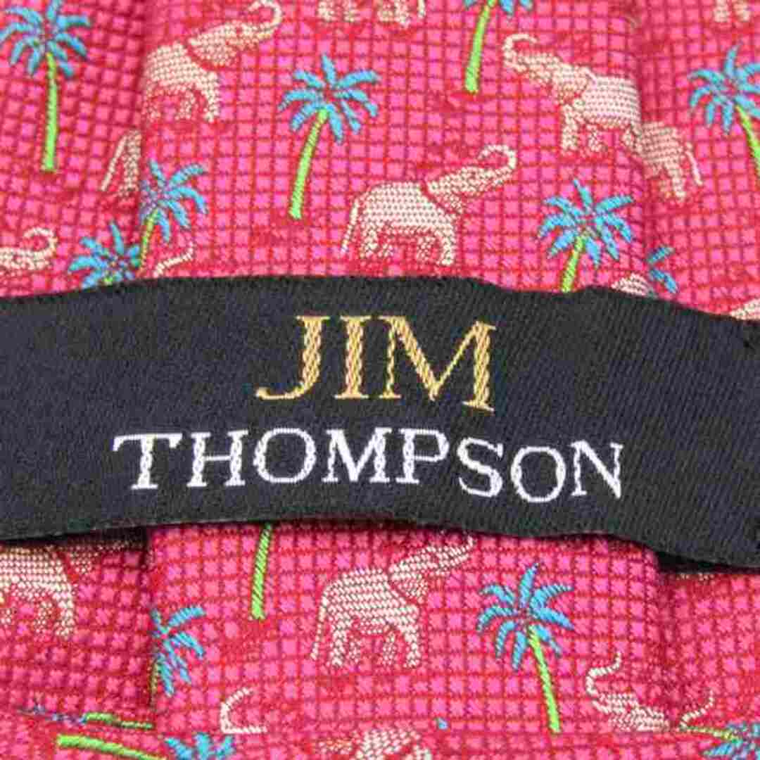 Jim Thompson(ジムトンプソン)のジムトンプソン ブランドネクタイ 総柄 動物柄 ゾウ リーフ柄 シルク タイ製 メンズ ピンク JIM THOMPSON メンズのファッション小物(ネクタイ)の商品写真