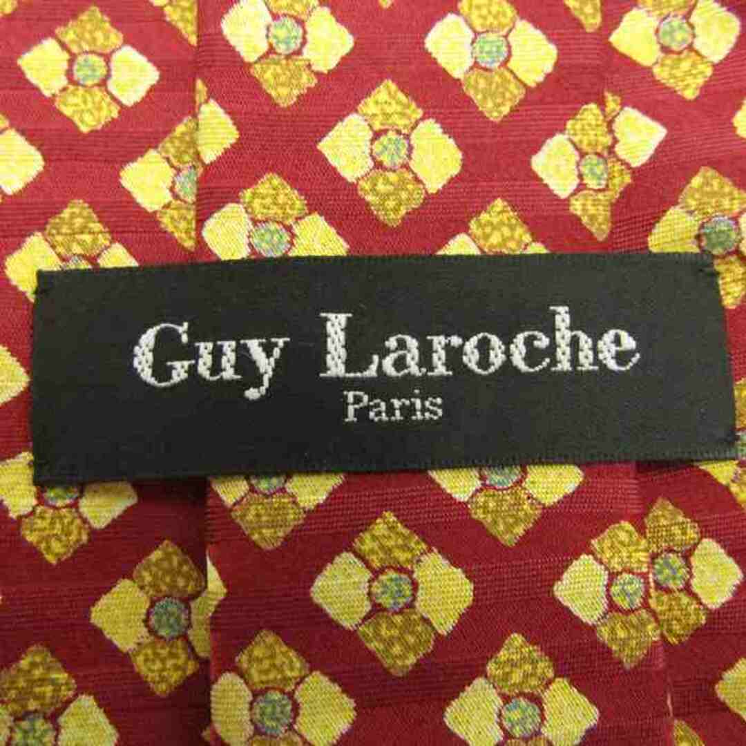 Guy Laroche(ギラロッシュ)のギラロッシュ ブランドネクタイ 花柄 格子柄 ドット シルク メンズ イエロー Guy Laroche メンズのファッション小物(ネクタイ)の商品写真