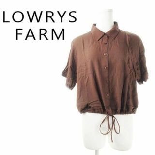 ローリーズファーム(LOWRYS FARM)のローリーズファーム とろみ半袖シャツ 裾ギャザー F 茶 221028CK8A(シャツ/ブラウス(半袖/袖なし))