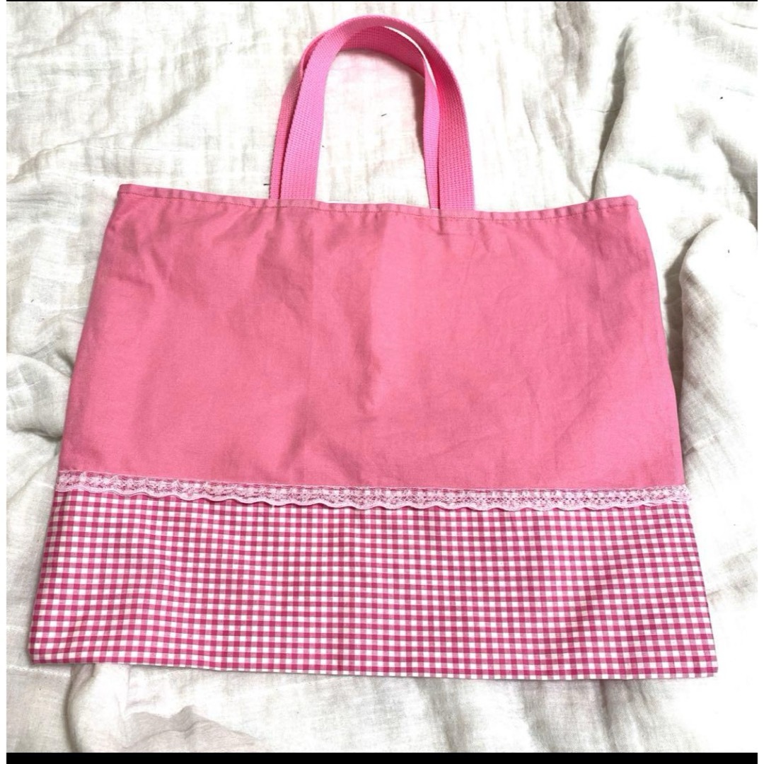 入学準備 入園準備 セット レッスンバッグ 上靴袋 給食袋 女の子 ピンク E ハンドメイドのキッズ/ベビー(バッグ/レッスンバッグ)の商品写真
