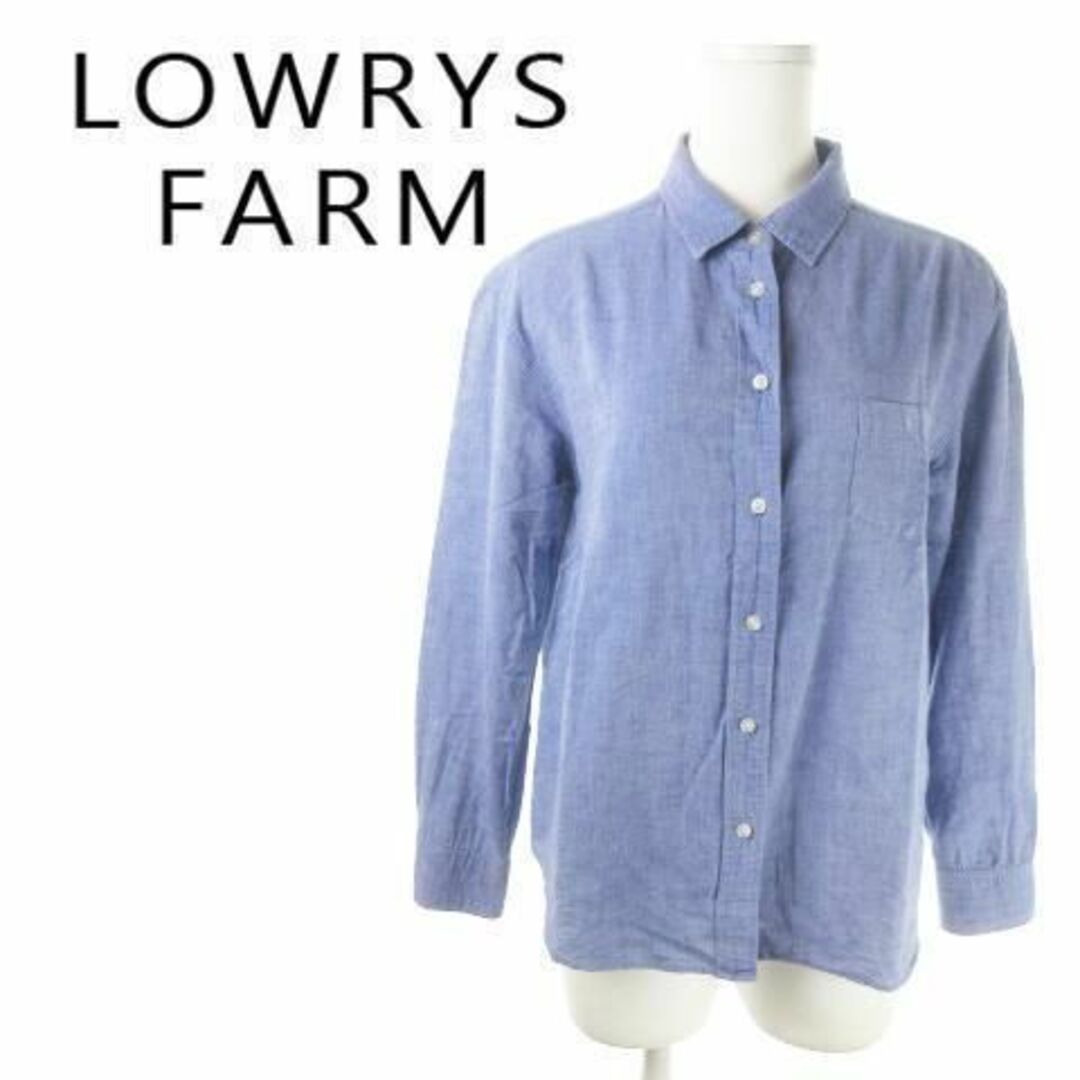 LOWRYS FARM(ローリーズファーム)のローリーズファーム 七分袖シャツ リネン混 M 青 ブルー 221031AO4A レディースのトップス(シャツ/ブラウス(長袖/七分))の商品写真