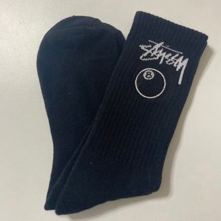 黒★Stussy(ステューシー)エイトボール　ロゴソックス　男性用靴下　メンズ