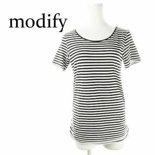 モディファイ(Modify)のモディファイ ラメボーダーTシャツ 半袖 40 黒 221031CK3A(Tシャツ(半袖/袖なし))