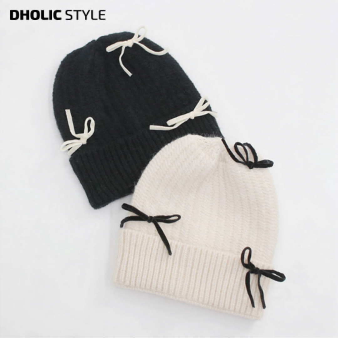 dholic(ディーホリック)のDHOLIC リボンニットビーニー　 レディースの帽子(ニット帽/ビーニー)の商品写真