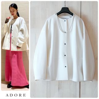 アドーア(ADORE)の◆幻◆ 春物美品　ADORE 定価4.3万円　ライトボンディングブルゾン(ノーカラージャケット)