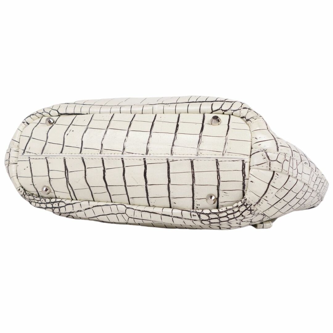 Crocodile(クロコダイル)のクロコダイル CROCODILE バッグ ハンドバッグ クロコダイル マットクロコ ワニ革 カバン 鞄 レディース  ホワイト レディースのバッグ(ハンドバッグ)の商品写真