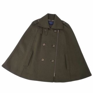 バーバリー(BURBERRY)の美品 バーバリー ロンドン BURBERRY LONDON ポンチョ ケープ コート ジップアップ ウール アウター レディース フリー カーキ(その他)