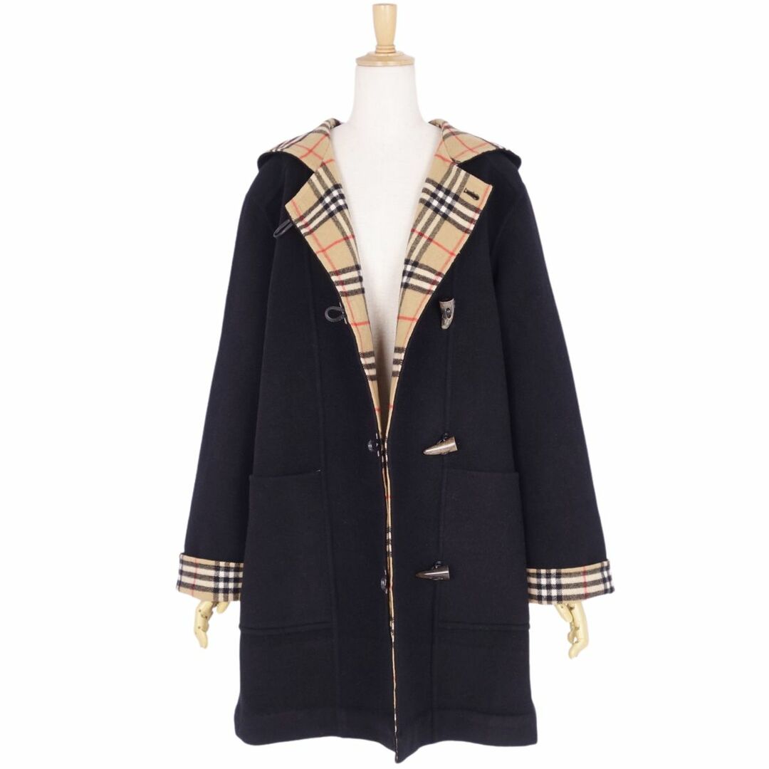 BURBERRY(バーバリー)のバーバリー ロンドン BURBERRY LONDON コート ダッフルコート 裏チェック ウール カシミヤ アウター レディース 40(M相当) ブラック レディースのジャケット/アウター(その他)の商品写真