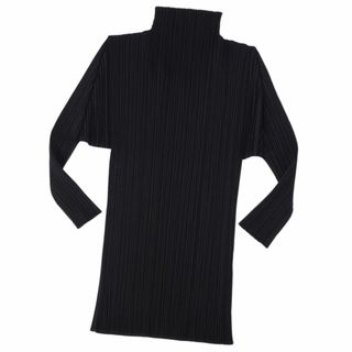 プリーツプリーズイッセイミヤケ(PLEATS PLEASE ISSEY MIYAKE)の美品 プリーツプリーズ イッセイミヤケ PLEATS PLEASE シャツ ブラウス ハイネック ロングスリーブ 長袖 プリーツ トップス レディース 4(XL相当) ブラック(シャツ/ブラウス(長袖/七分))